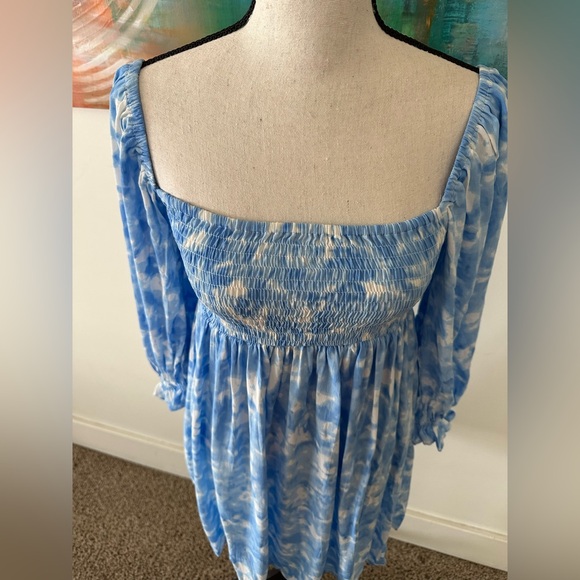 Faithful The Brand New With Tags Alina Mini Dress In Roos Tye Dye Blue 2 - Picture 2 of 12